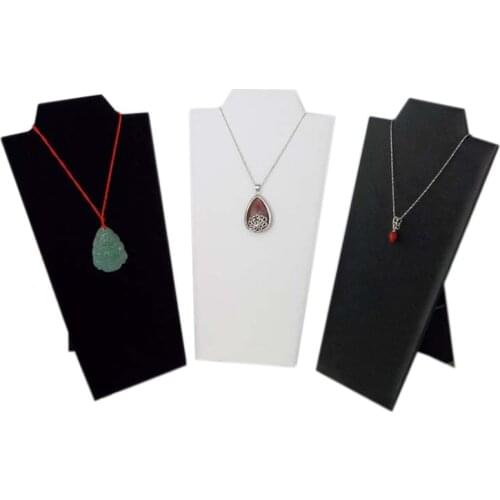 Min. order is $10 (Mix order) wholesale Jewelry Display Holder Folding Necklace stand in White/Black leatherette 8 1/2"