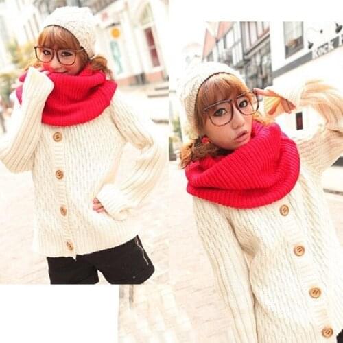 Fashion Unisex Winter Warm Knit Neck Circle Cowl Women Men Cotton Soft Scarf Solid Color Shawl Ring Snood Warp Collar Scarves