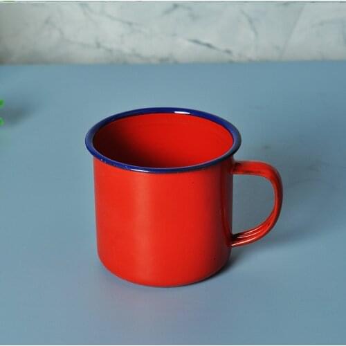 Rust free good quality 370ml unbreakable plain military army olive green cookable heatable enamel camping mug with lid