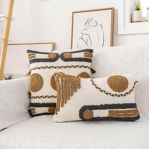 New Style Fashion Pillowslip Geometric Pattern Household Supplies Cotton Sofa Bench Cushion Cover for Living Room Sofa Cafe