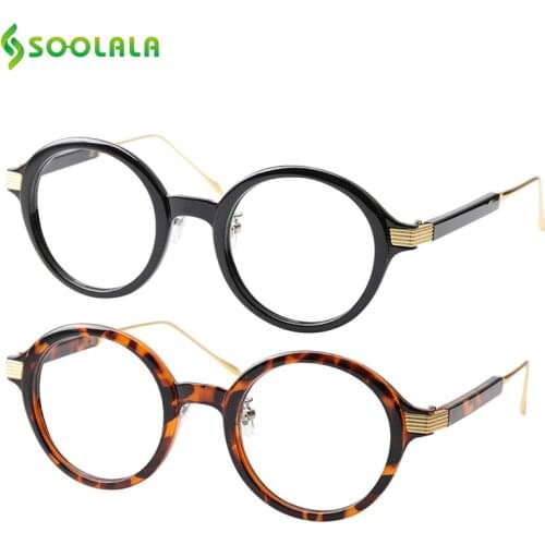 SOOLALA 2pcs TR90 Round Reading Glasses Men Women Eyeglasses Frame Presbyopia Reading Glasses with Cases Wholesale +0.5 to 4.0