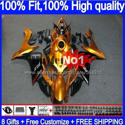 OEM Injection For YAMAHA YZF R 1 YZF 1000 YZF R1 07 Gold black 56MC.6 YZF1000 YZF-1000 YZF-R1 2007 2008 YZFR1 07 08 Fairings