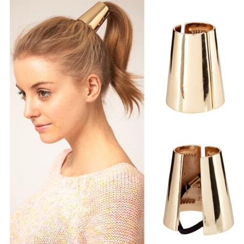 Special Design Polished Alloy Column Ponytail Elastic Hair Bands Rubber Bands Fashion Hair Jewelry Accessories for Women