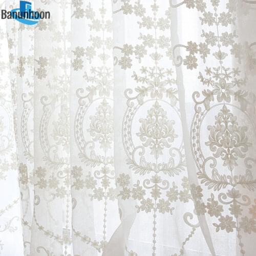 Luxury Embroidery Cotton Curtains Fabric Tulle For Bedroom Sheer For Living Room Window Treatments