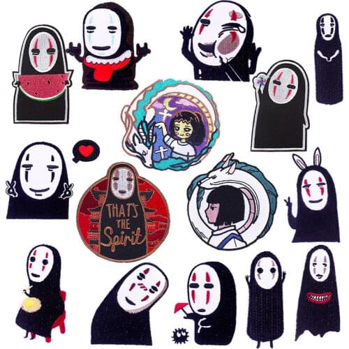 Spirited Away Patch Japan Anime Stripes Iron On Patches For Clothing Sticker Badge Cartoon Patch No Face Man Patches On Clothes