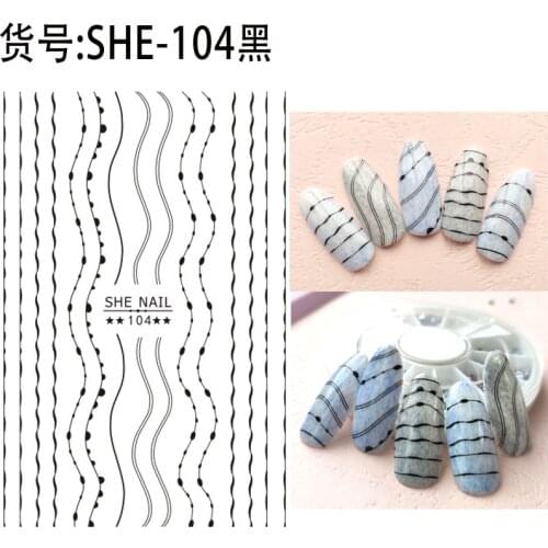 SUPER THIN SELF ADHESIVE 3D NAIL ART NAIL SLIDER STICKER GOLDEN BLACK WHITE DAISY PETALS STAR LINE LACE FLOWER SHE101-104