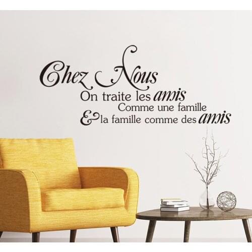 Stickers Chez Nous On Traite Les Vinyl Wall Art Decal Living Room Wall Decor Poster Famille Quote Home Decor House Decoration