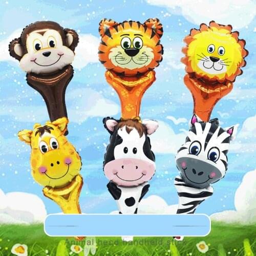 YADA Cartoon Lion&Tiger&Zebra Animal Shape Balloon Party Celebration Decorations Kids Adult Cartoon Hand Stick Balloons BN200010