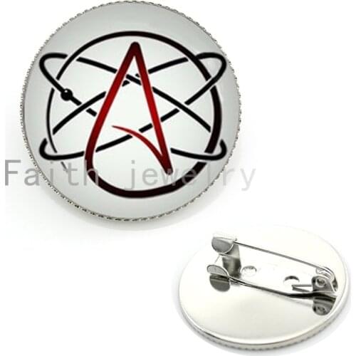 Atheist symbol metal pin steam punk style atheist logo Brooches wearable art atheism movement badge KC523