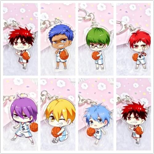 1pcs Otaku Anime Anime Kurokos Basketball Kuroko no Basuket Kagami Hyuga Acrylic Doubleside Keychain Keyrings kulcstarto