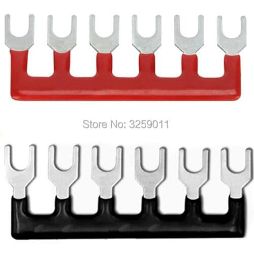 10PCS TB2506 Suyep 6 Positions 25A Wire Connector Pre Insulated Fork Type Barrier Spades Terminal Strip Jumper Block