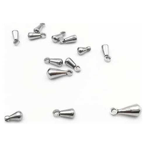 50pcs/lot Stainless Steel 6x3mm Steel Tone Teardrop Bead Charms Drop for DIY Extend Chain Jewelry Tag Charms Findings
