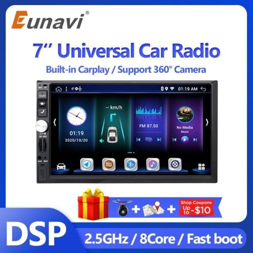 Eunavi Universal 2Din Android10 Car radio Multimedia Player for car 7"HD Universal auto Stereo GPS Navigation AudioVideo Player