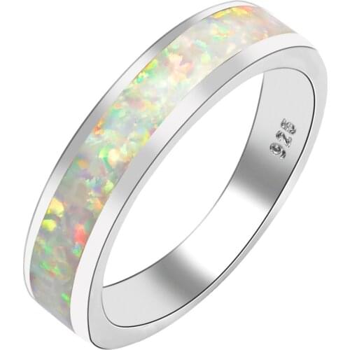 White Fire Opal Women 925 Sterling Silver Ring A27 Size 6 7 8 9 10