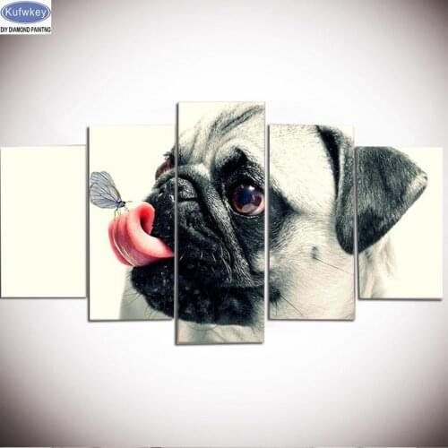 Bulldog,DIY Diamond Painting 5pcs Cross-Stitch Kits Full Diamond Embroidery bulldog 5D Diamond Mosaic Home Decor,art,Crafts,gift