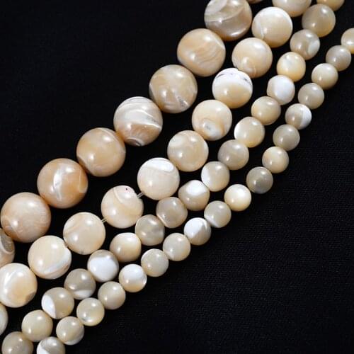 Natural Shell Stone Beads 4/6/8/10mm Round Loose Spacer Beads For Jewelry Making DIY Bracelet Necklace Earrings Accessories