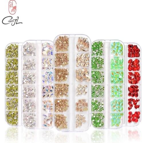 CHNRMJL1Set AB Irregular Crystal Acrylic Flatback Nail Art Rhinestones 3D Charm Strass Glass Diamond Stud Nails Art Decorations