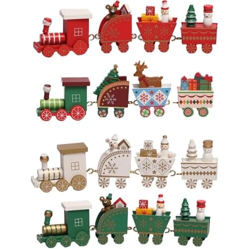 Wooden Christmas Small Train Xmas Ornaments Merry Christmas Decor For Home Happy New Year 2022 Creative Kids Naviidad Gifts Toys