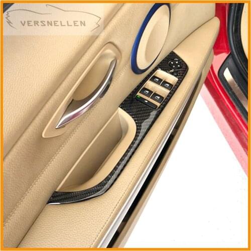For BMW E90 Carbon Fiber Window Lifter Switch Buttons Decorative Frame Cover Trim Interior Molding Sticker 3 series 2005-2012