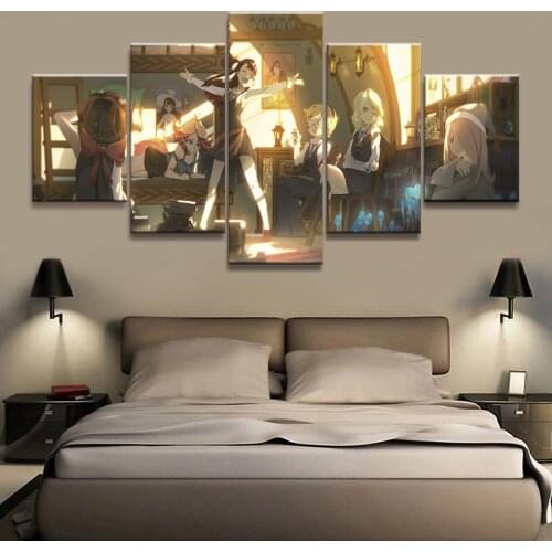 Home Decor Canvas Picture 5 Piece Little Devil Womens College Animation Girl Poster Wall For Home Canvas Painting Wholesale