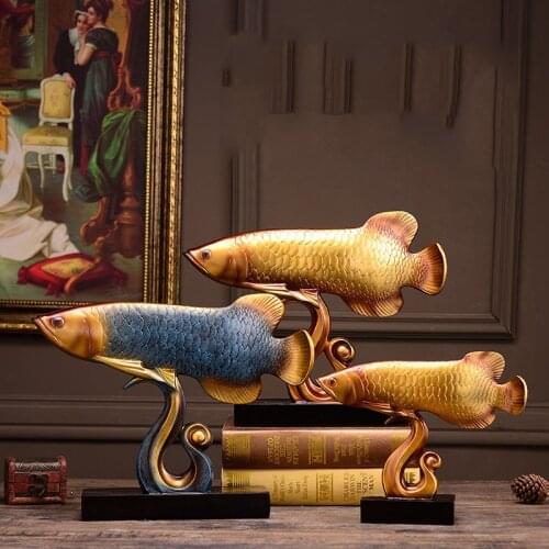 EUROPEAN RESIN LUCKY GOLD DRAGON FISH ORNAMENTS HOME LIVINGROOM DECORATIONS SHOP COMPANY OPENING HOUSEWARMING GIFT OFFICE CRAFTS
