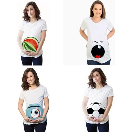 New Women Pregnant Printed Pregnant T Shirt Maternity Short Sleeve T-shirt Pregnancy Announcement Shirt New Mom Tshirts Clothes