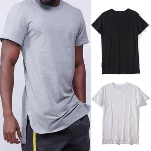 Fashion Hip Hop Short Sleeves Before Swag Round Neck Men T-shirt Solid Hipster Extend Long Streetwear Casual Tshirt Men Clothes