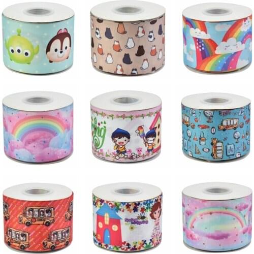 HuangTao 22MM 25MM 38MM 50MM 75mm Printed Pattern on Grosgrain Ribbon for diy ribbon