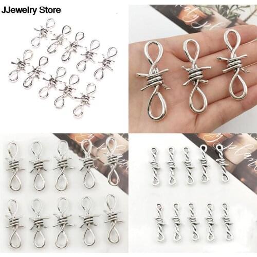 10Pcs Barbed Wire Brambles Link Charm Pendant DIY Bracelet Jewelry Accessories