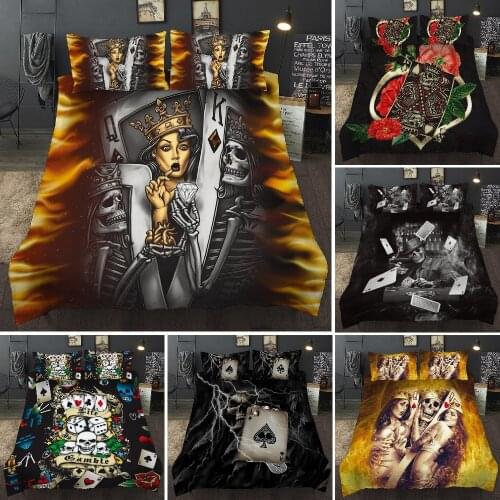 New Poker Series Pattern Bedding Set 2/3Pcs Comforter Cover with Pillowcase US/AU/UK 11 Size(no Filling)