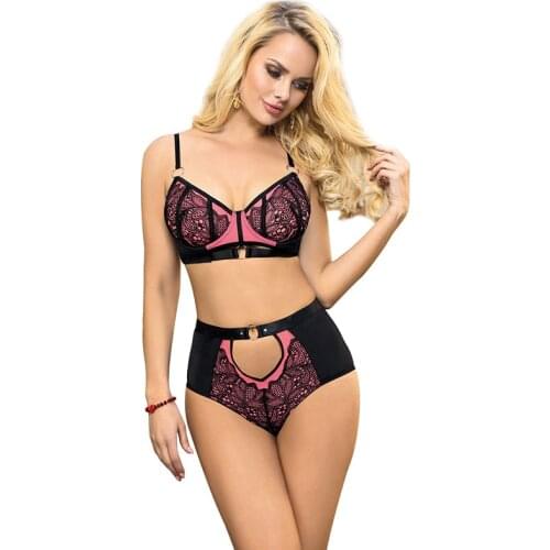 Woman Plus Size Sexy Hollow Out Lingerie Set Female Solid Steel Ring Bra High Waist Panties Bedtime Lenceria Underwear Suit 5XL