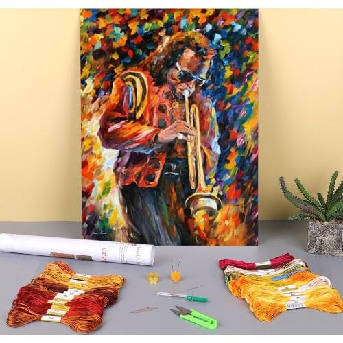 Legendary Miles Davis Printed Canvas 11CT Cross Stitch Complete Kit DIY Embroidery DMC Threads Hobby Handicraft Design