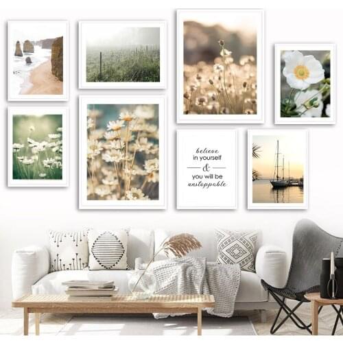 Daisy Poppy Sailboat Twelve Apostles Scenery Wall Art Canvas Painting Nordic Posters And Prints Wall Pictures Living Room Decor