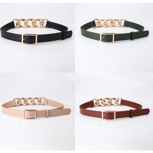 Fashion Belts For Woman Chain Elements PU Leather Chain Retro Womens Belt Dress Decoration Clothing Accessories 100x3cm 1 Piece
