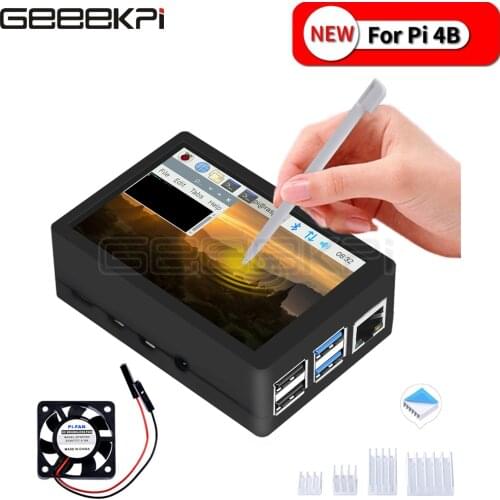 GeeekPi Raspberry Pi 4 480*320 3.5 Inch Resistive Touch Screen TFT Display Monitor with ABS Case Cooling Fan Heatsinks