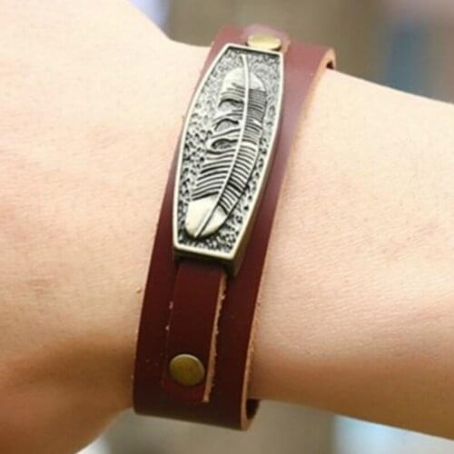 CIBOCIBO Feather Mens Bracelet Vintage Classic Leather Bracelet Men Braided Fashion Men Gifts Luxury Pulseras Mujer Moda 2021