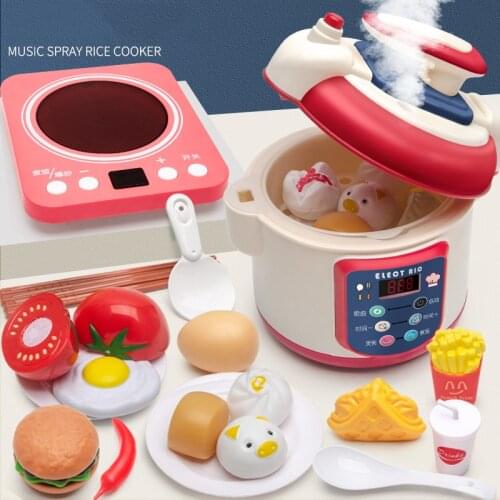 New Kids Kitchen Toys Simulation Music Spray Rice Cooker Educational Toys Sound And Light Kitchen Pretend Play Toys Girls Gift