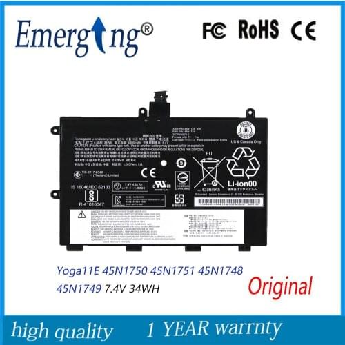 7.4V 34WH New Laptop Battery 45N1750 for Lenovo ThinkPad Yoga 11e 45N1748 45N1749 45N1750 45N1751