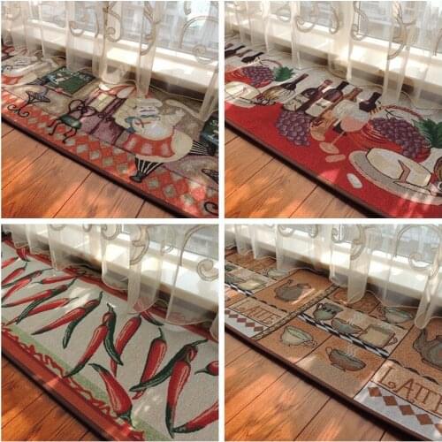 Rectangle Entrance Door Kitchen Bath Room Rugs Printed Water-absorption Oil-absorption Anti-slip Cotton And Linen Rectangle Mats