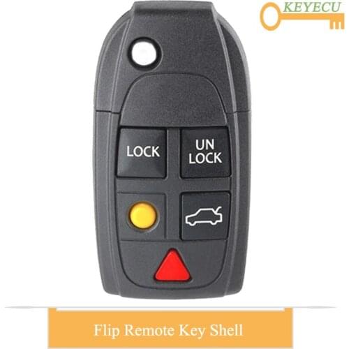 KEYECU Flip Folding Remote Car Key Shell Case Cover for Volvo XC70 XC90 V50 V70 S60 S80 C30, Replacement Fob 4+1/ 5 Buttons