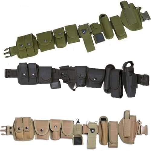 Tactical Military Security Belts Polices Guard Outdoor Multifunctional SWAT Utility Kit Modular Duty Belt with Holster Pouch Set