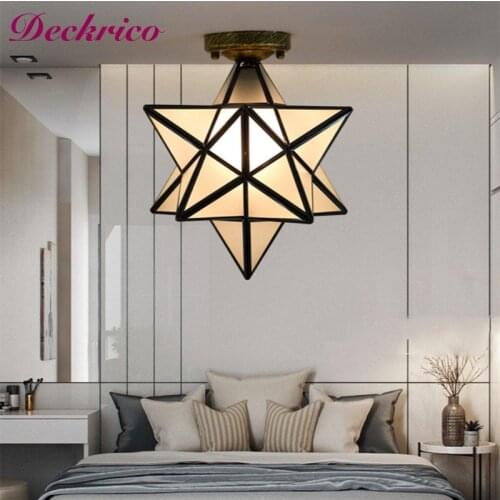 Modern Nordic Stair Ceiling Lamps Pentagram Shape Chandelier Decorative Led Luxury Living Room Kitchen Study Pendant Lighting