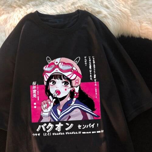 Goth Anime Tshirt Tee Aesthetic Women T-shirt Punk Grunge Streetwear Ladies Gothic Top Manga T Shirt Harajuku Clothes Y2k Female