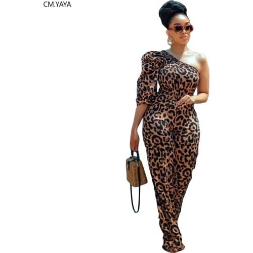 2020 Summer Women Jumpsuits Girl One Sleeve Leopard Print Street Rompers Sexy Night Club Party Bandage One Piece Outfits GL8020
