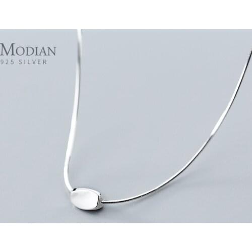 Modian New Classic Irregular Square 925 Sterling Silver Simple Pendant for Women Adjustable Link Chain Necklace Fine Jewelry