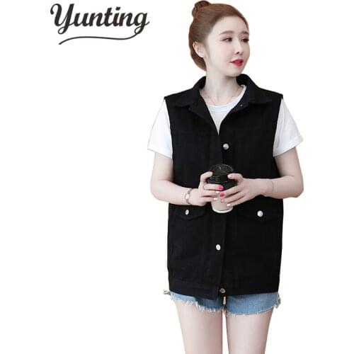 Vests Waistcoats Women Denim Coats Loose Vintage Retro Oversize Korean Style Cargo Streetwear Outwear