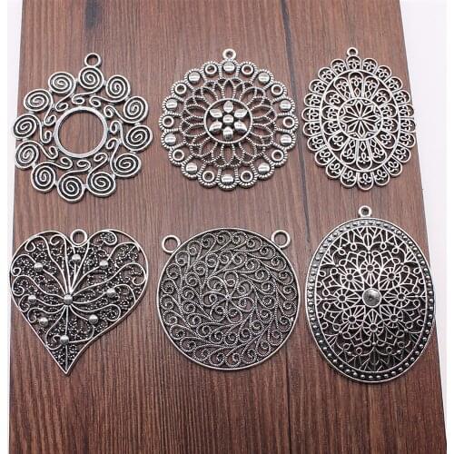 1pcs Charms Mandala Pattern For Jewelry Making Jewelry Findings Accessories Antique Silver Color Mandala Charms Pendant