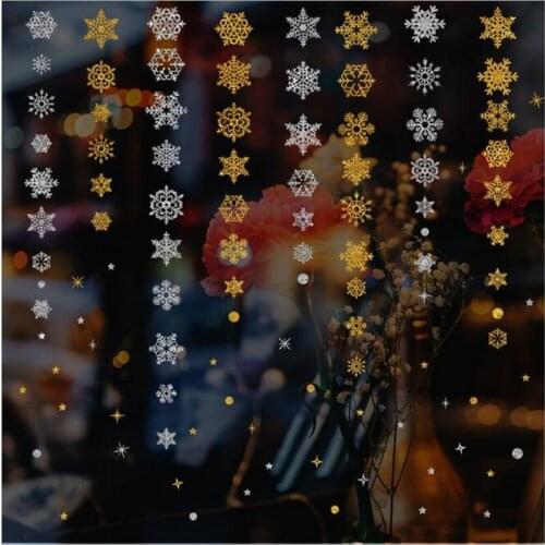 1PCS Snowflake Window Glass Wall Stickers Silk Screen Gold Powder Silver Powder Decorative Home Decor For Christmas 30*45CM