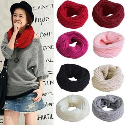 Valentines day gift Fashion women bib Knitted Ring Scarves Solid Neckerchief Cape Yarn Small Muffler suit for Girls Collar Hot