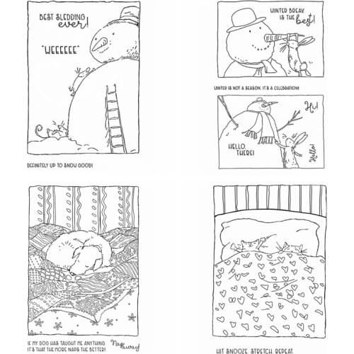 4.3*6.3inch Clear Silicone Stamps Cute Snowman Mice Dog Bed Hibernation for DIY Scrapbooking Craft Paper Cards Album 2021 new